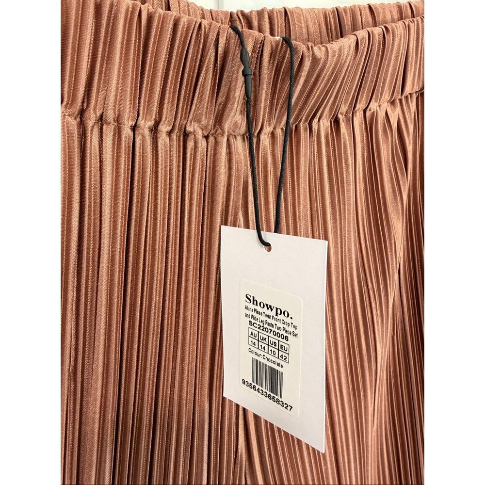 NWT‎ Showpo Aluna Plisse 2 Piece Set US 10 Brown - Picture 10 of 11